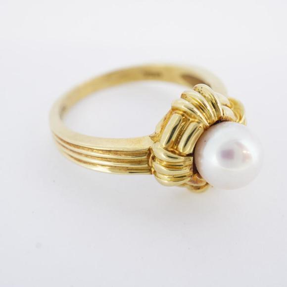 Tiffany Ring K18YG Yellow Gold Pearl Ladies - Picture 8 of 11